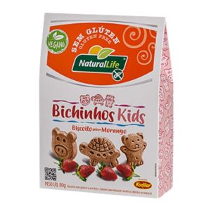 Biscoito Bichinhos Kids Sabor Morango Natural Life 80g