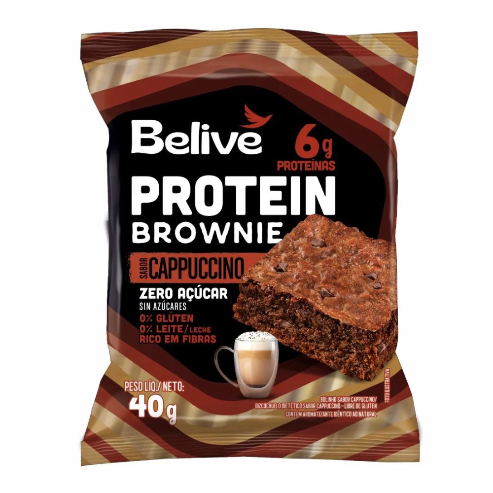 Brownie Proteico Zero Açúcar Sabor Cappuccino Belive 40g