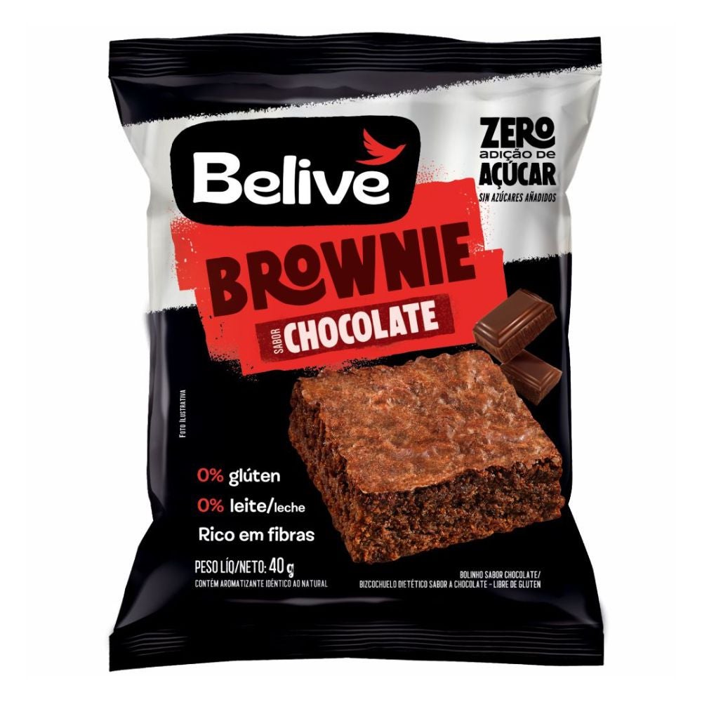 Brownie Zero Açúcar Sabor Chocolate Belive 40g