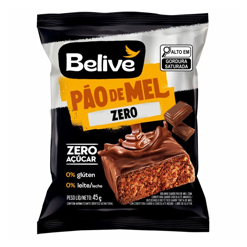Pão de Mel Zero Açúcar Sem Glúten Zero Lactose Belive 45g
