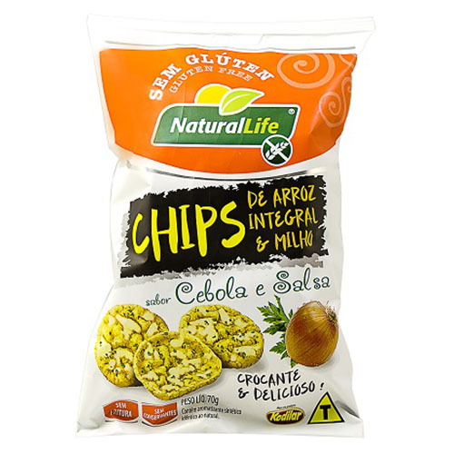 Chips de Arroz Integral e Milho Sabor Cebola e Salsa Natural Life 70g