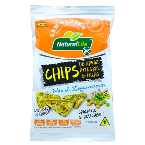 Chips de Arroz Integral e Milho Sabor Mix de Leguminosas Natural Life 70g