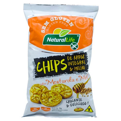Chips de Arroz Integral e Milho Sabor Mostarda e Mel Natural Life 70g