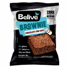 Brownie Zero Açúcar Sabor Chocolate e Coco Belive 40g