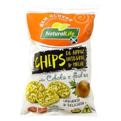 Chips de Arroz Integral e Milho Sabor Cebola e Salsa Natural Life 70g