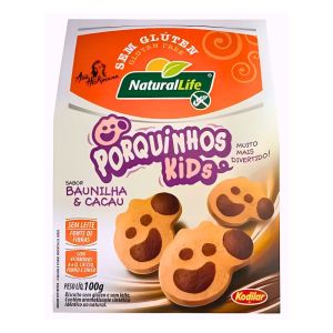 Biscoito Porquinho Kids sabor Baunilha e Cacau Natural Life 100g