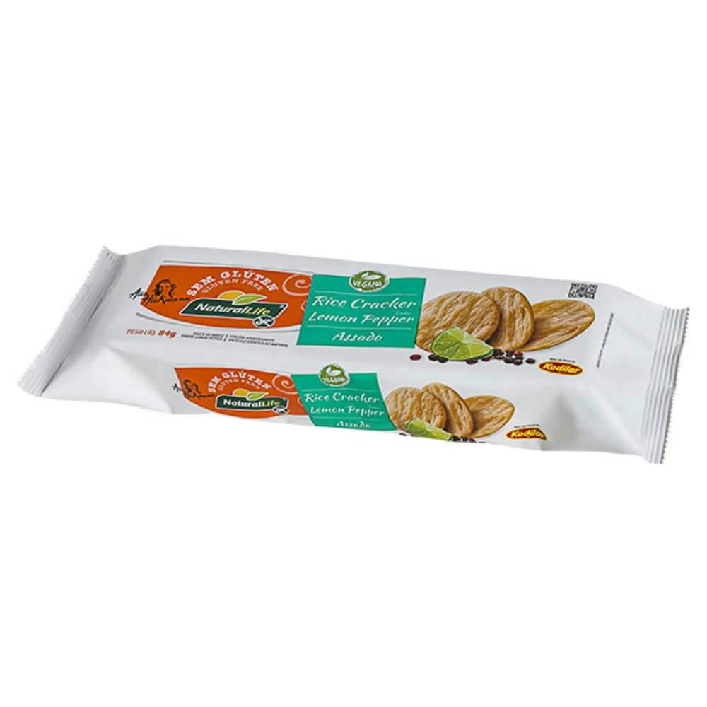 Rice Cracker Sem Glúten Sabor Lemon Pepper Natural Life 84g