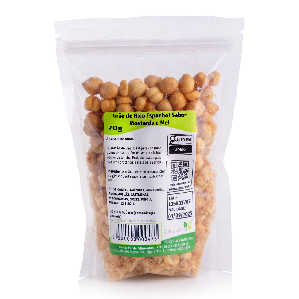 Grão de Bico Espanhol Sabor Mostarda e Mel 70g - Imagem 3