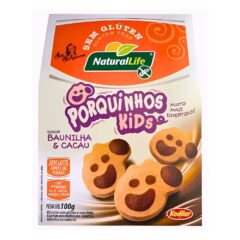 Biscoito Porquinho Kids sabor Baunilha e Cacau Natural Life 100g