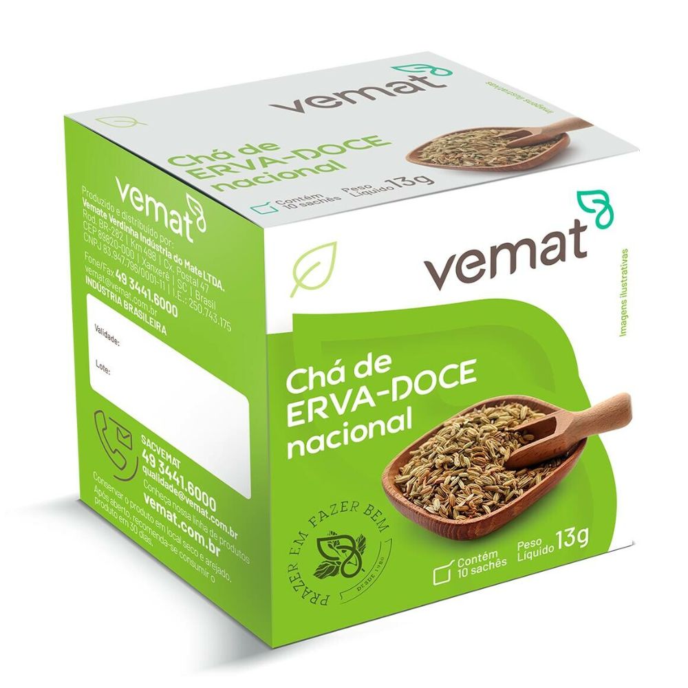 Chá de Erva Doce Nacional Vemat 10 Sachês