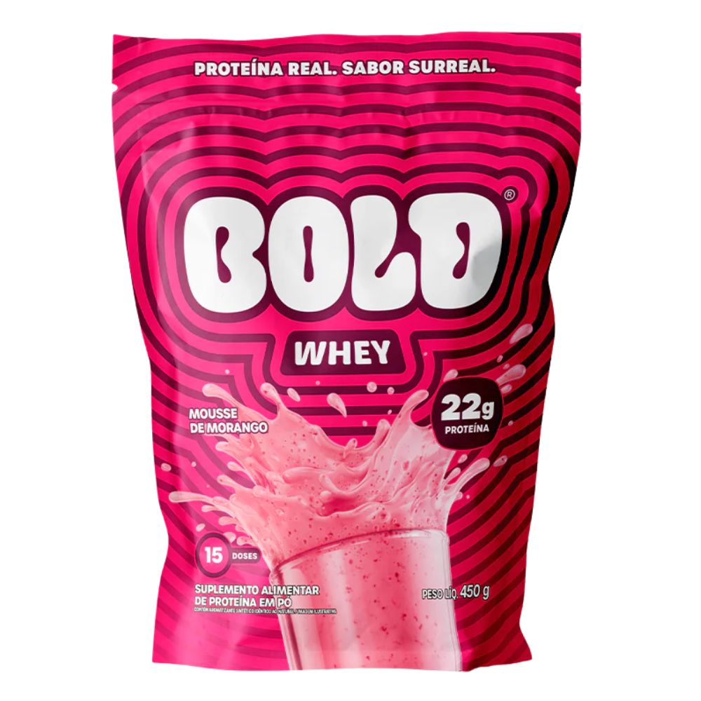 Suplemento Alimentar de Proteína Whey sabor Mousse de Morango Bold 450g