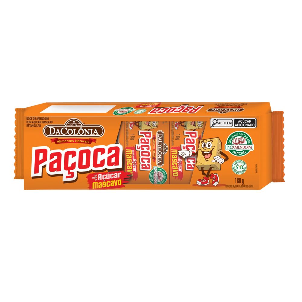 Paçoca Retangular com Açúcar Mascavo DaColônia 180g