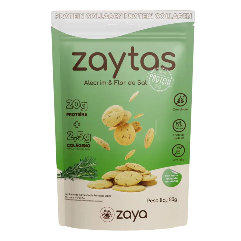 Snack Proteico Zaytas Protein Sabor Alecrim e Flor de Sal Zaya 50g