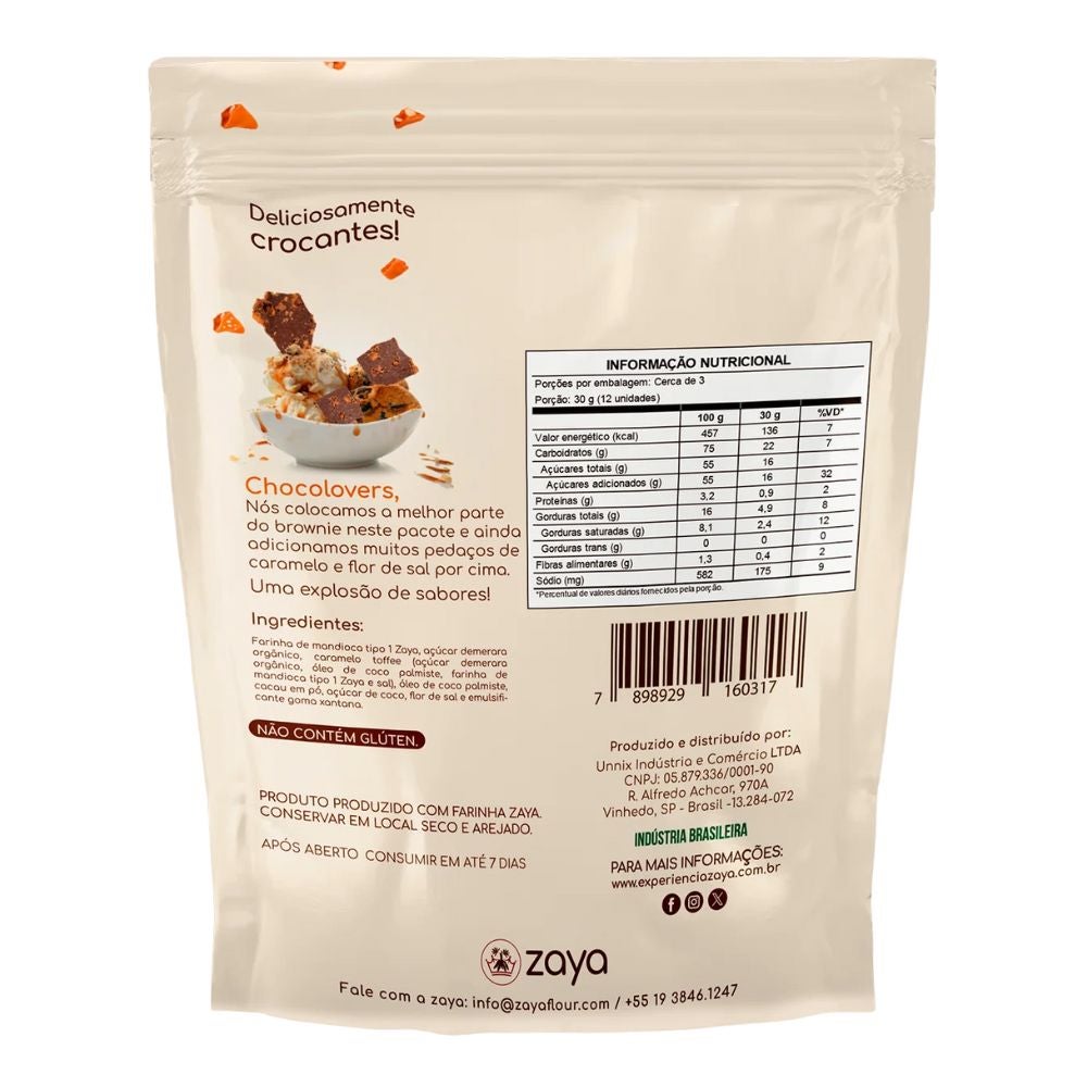 Lascas de Brownie Zaytas Sabor Caramelo e Flor de Sal Zaya 80g - Imagem 2