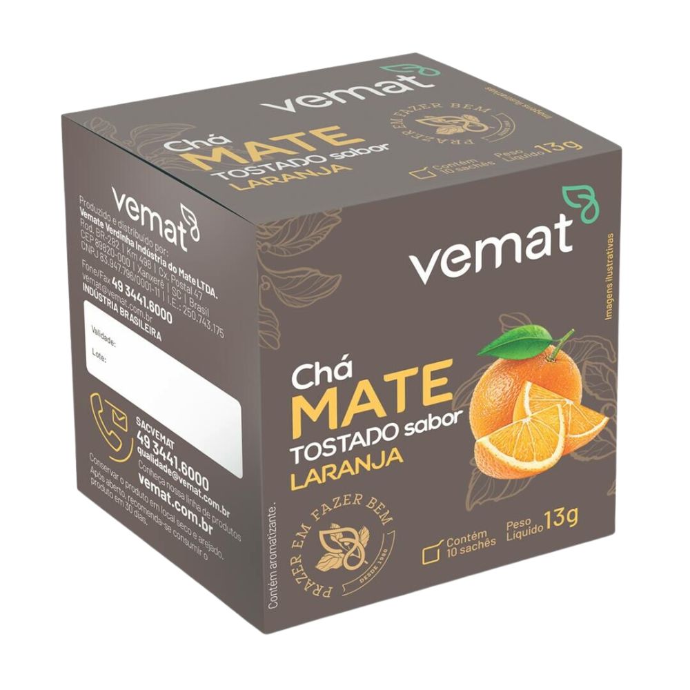 Chá Mate Sabor Laranja Vemat 10 Sachês