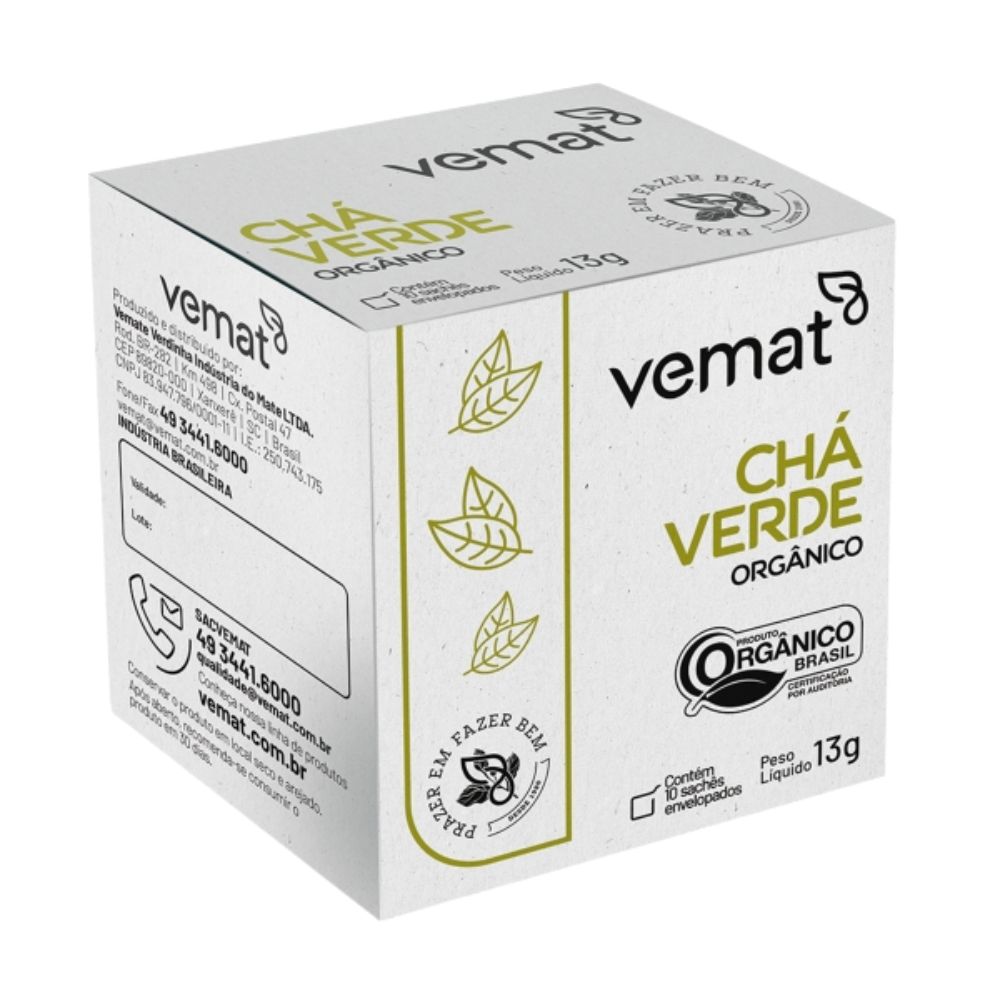 Chá Verde Orgânico Vemat 10 Sachês