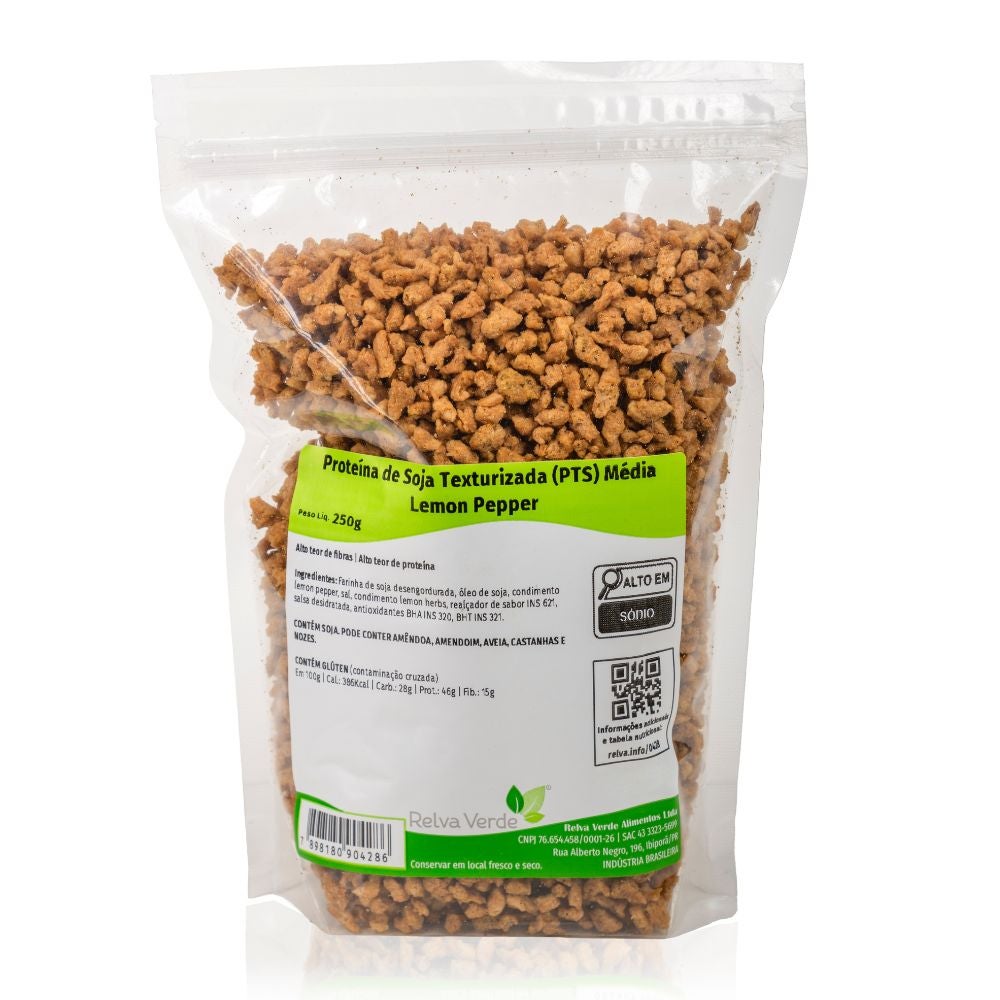 PTS Sabor Lemon Pepper - Proteína de Soja Texturizada Média 250g - Imagem 3