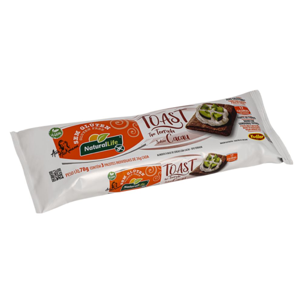 Torrada Toast Sabor Cacau Sem Glúten Vegana Natural Life 78g
