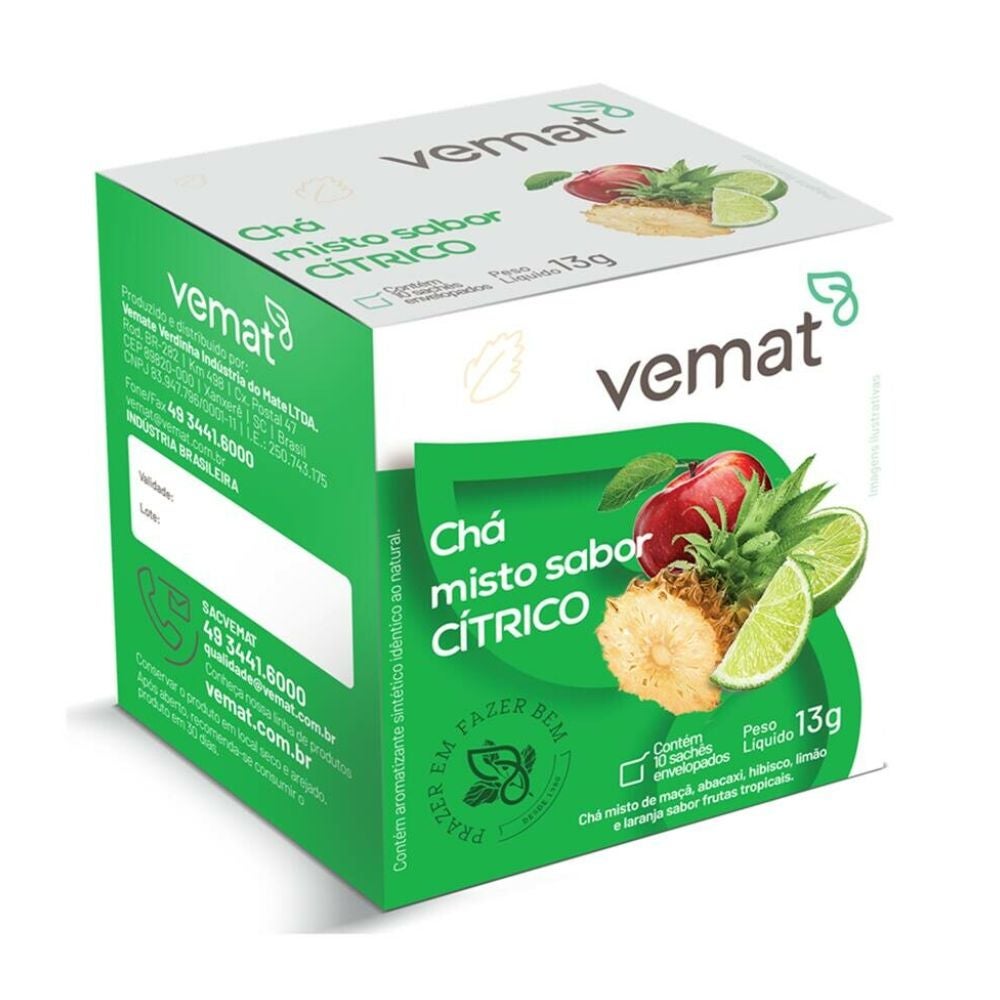 Chá Misto Sabor Cítrico Vemat 10 Sachês