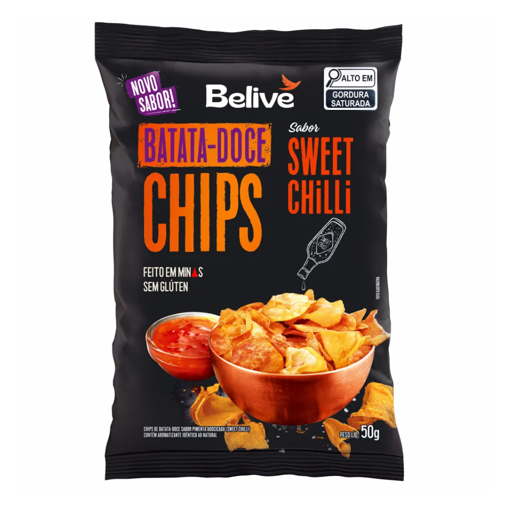 Batata-Doce Chips Sabor Sweet Chilli Belive 50g