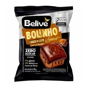 Bolinho Sabor Doce de Leite com Cobertura de Chocolate Sem Açúcar Belive 45g