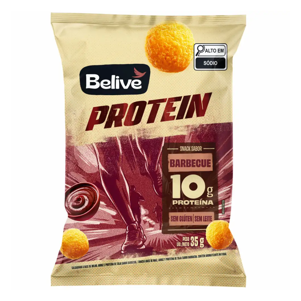 Snack Proteico Sabor Barbecue Sem Glúten e Sem Lactose Belive 35g
